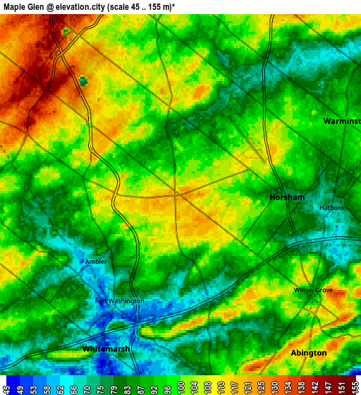 Zoom OUT 2x Maple Glen, United States elevation map