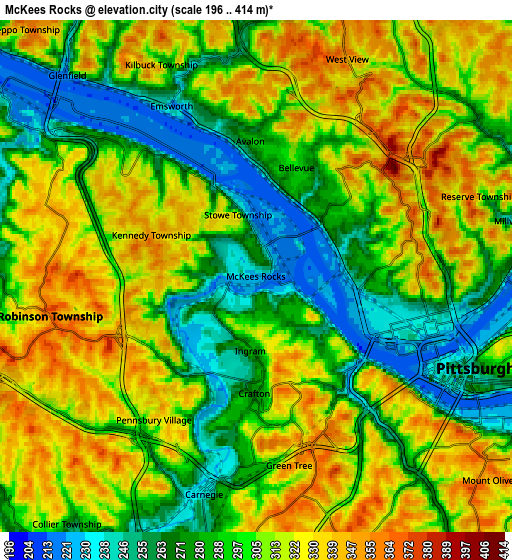 Zoom OUT 2x McKees Rocks, United States elevation map