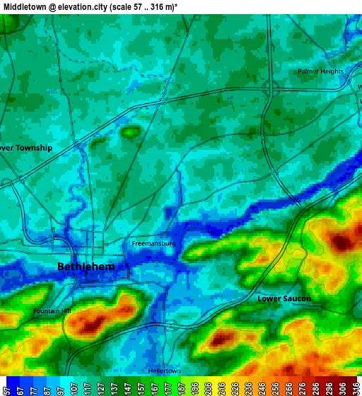 Zoom OUT 2x Middletown, United States elevation map