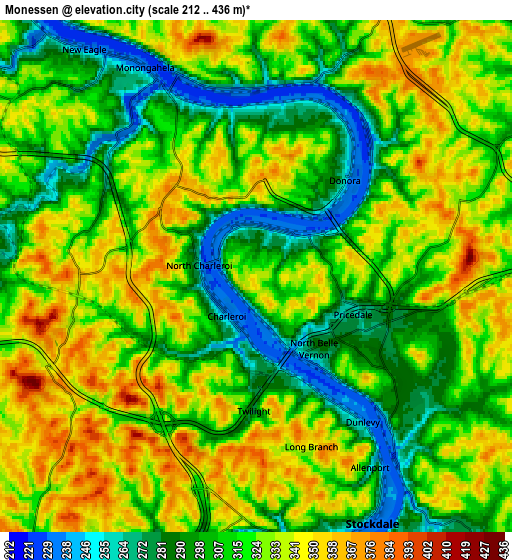 Zoom OUT 2x Monessen, United States elevation map