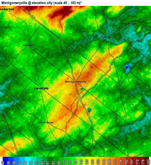 Zoom OUT 2x Montgomeryville, United States elevation map