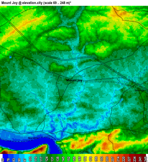 Zoom OUT 2x Mount Joy, United States elevation map