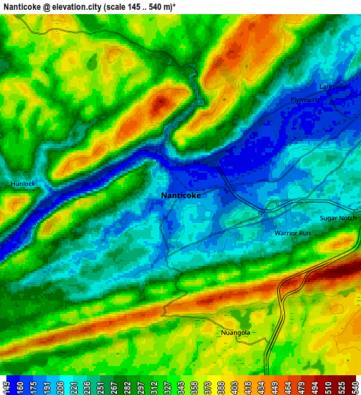 Zoom OUT 2x Nanticoke, United States elevation map