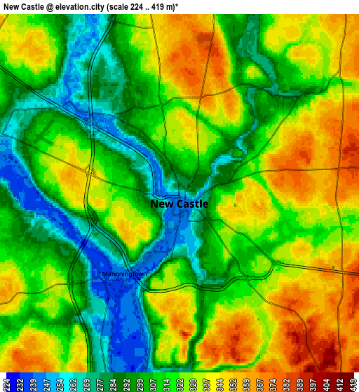 Zoom OUT 2x New Castle, United States elevation map