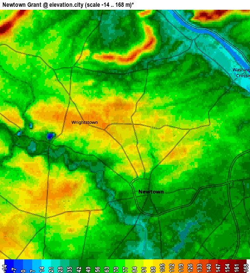 Zoom OUT 2x Newtown Grant, United States elevation map