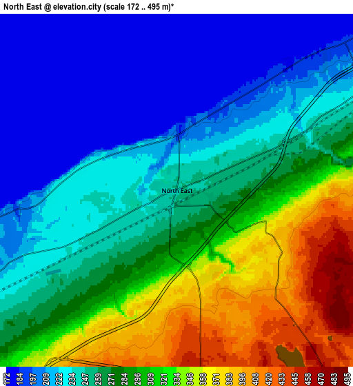 Zoom OUT 2x North East, United States elevation map