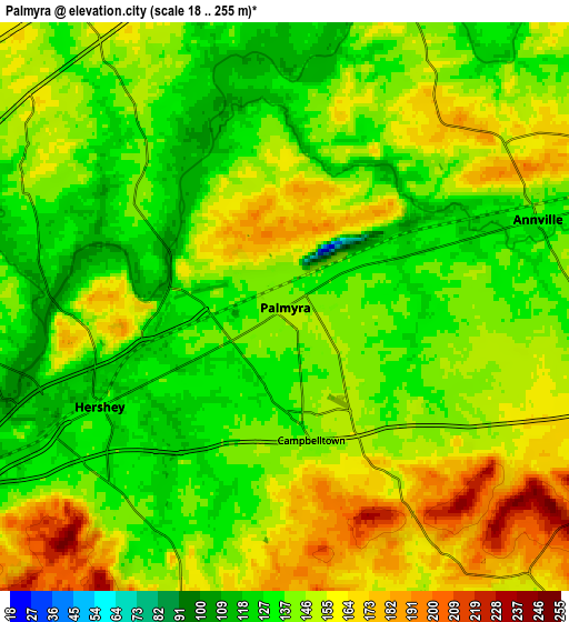 Zoom OUT 2x Palmyra, United States elevation map