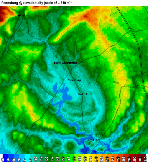 Zoom OUT 2x Pennsburg, United States elevation map