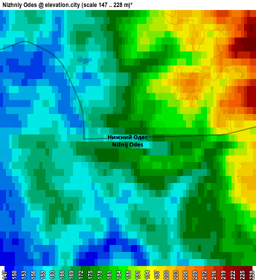 Zoom OUT 2x Nizhniy Odes, Russia elevation map