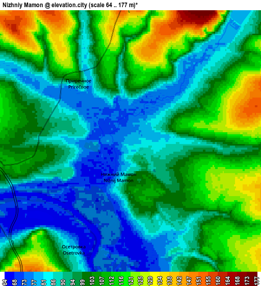 Zoom OUT 2x Nizhniy Mamon, Russia elevation map