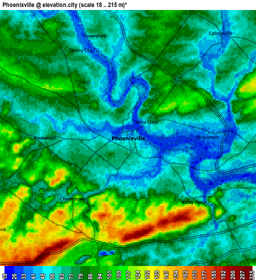 Zoom OUT 2x Phoenixville, United States elevation map