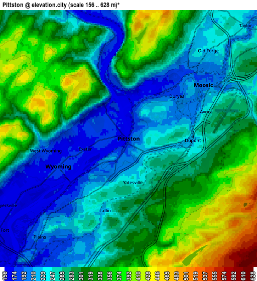 Zoom OUT 2x Pittston, United States elevation map