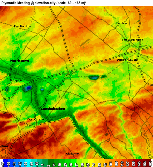 Zoom OUT 2x Plymouth Meeting, United States elevation map