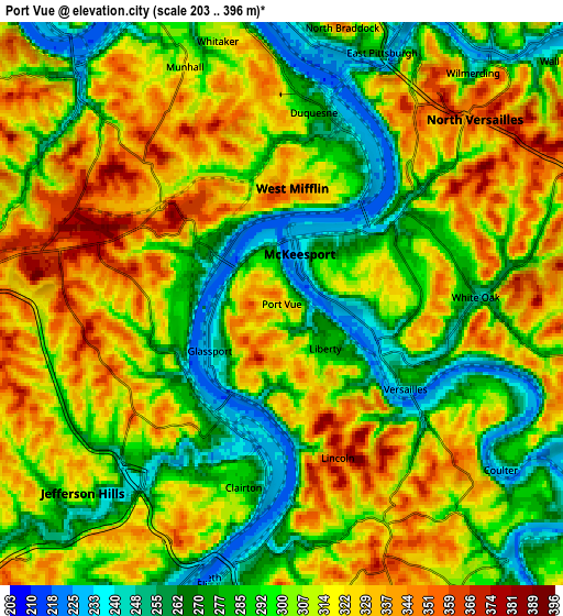 Zoom OUT 2x Port Vue, United States elevation map