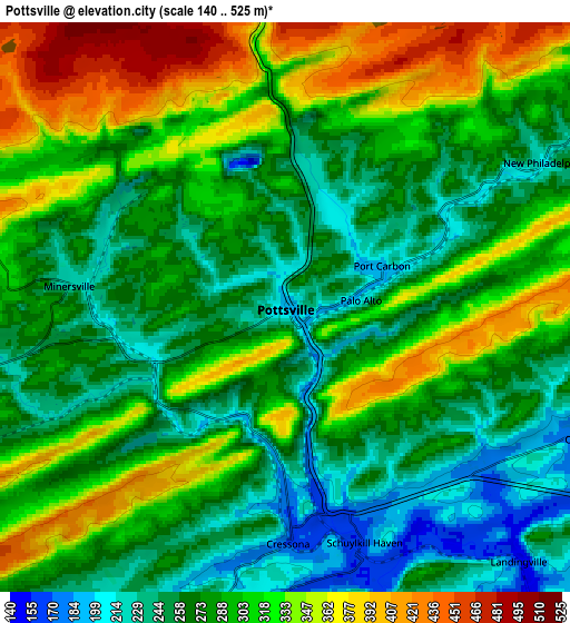 Zoom OUT 2x Pottsville, United States elevation map