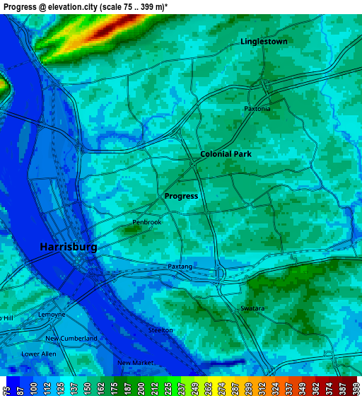 Zoom OUT 2x Progress, United States elevation map