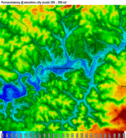 Zoom OUT 2x Punxsutawney, United States elevation map