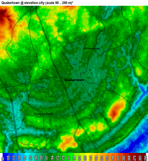 Zoom OUT 2x Quakertown, United States elevation map