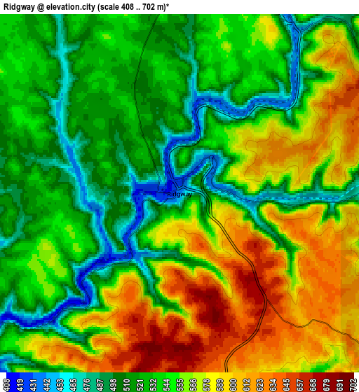 Zoom OUT 2x Ridgway, United States elevation map