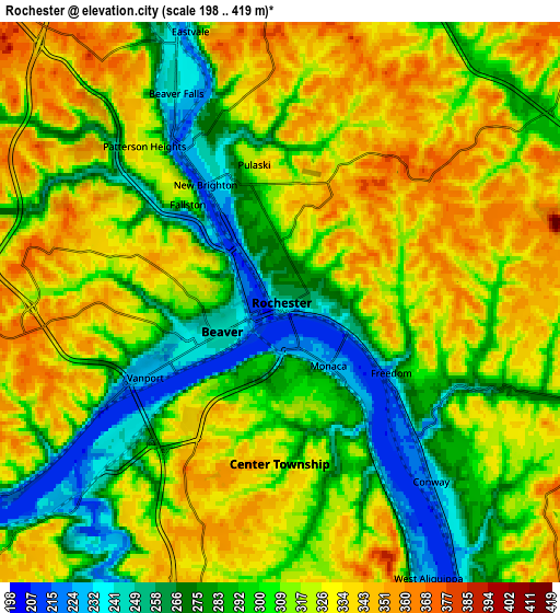 Zoom OUT 2x Rochester, United States elevation map