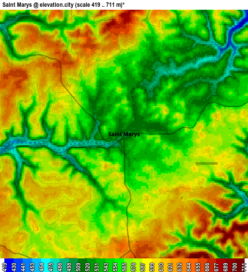 Zoom OUT 2x Saint Marys, United States elevation map