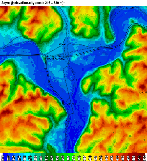 Zoom OUT 2x Sayre, United States elevation map