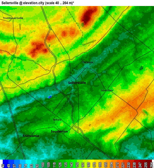 Zoom OUT 2x Sellersville, United States elevation map