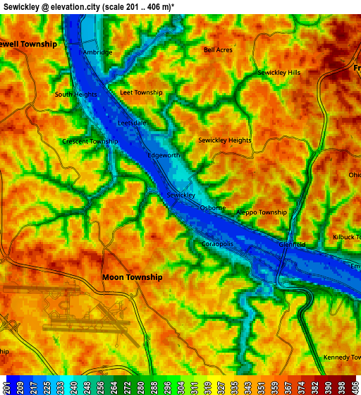 Zoom OUT 2x Sewickley, United States elevation map