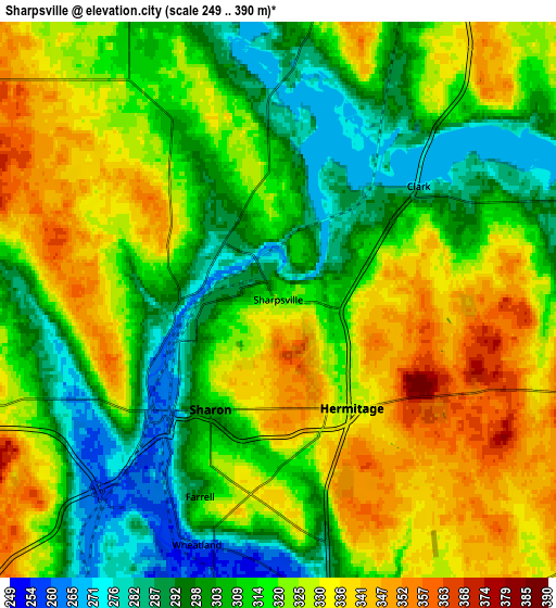 Zoom OUT 2x Sharpsville, United States elevation map