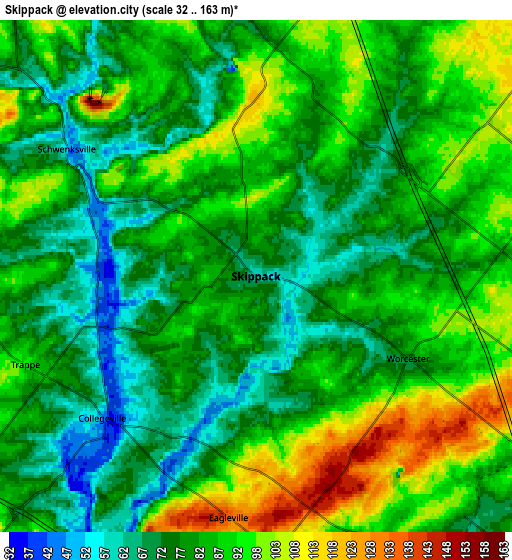 Zoom OUT 2x Skippack, United States elevation map