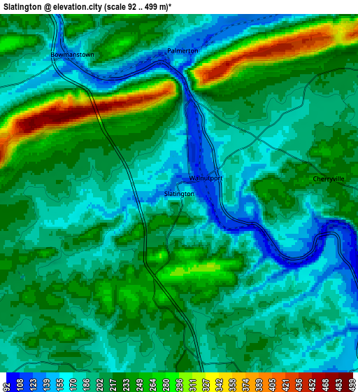 Zoom OUT 2x Slatington, United States elevation map