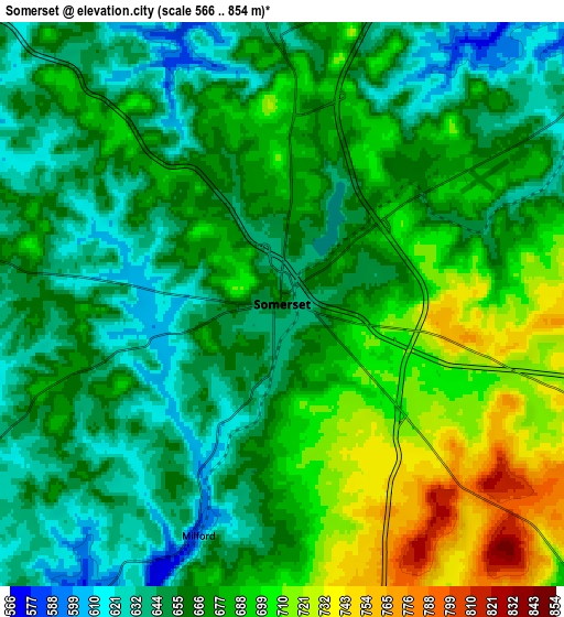 Zoom OUT 2x Somerset, United States elevation map