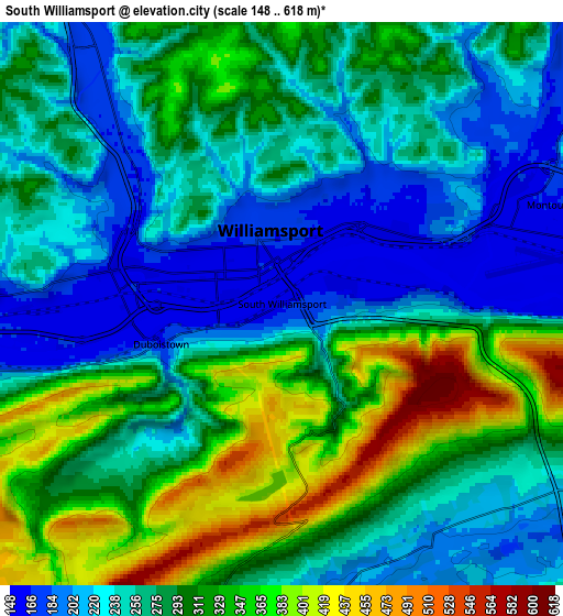 Zoom OUT 2x South Williamsport, United States elevation map