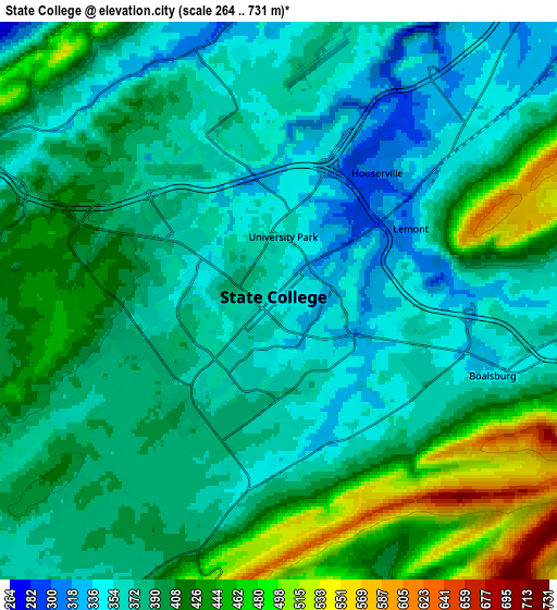 Zoom OUT 2x State College, United States elevation map