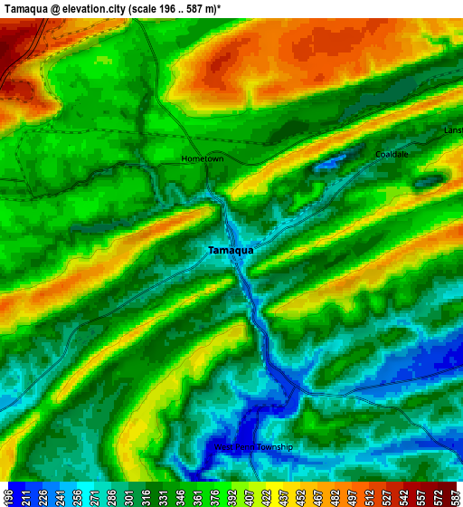 Zoom OUT 2x Tamaqua, United States elevation map