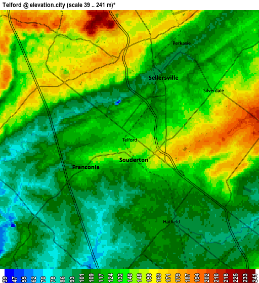 Zoom OUT 2x Telford, United States elevation map