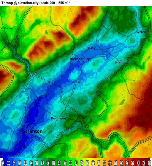 Zoom OUT 2x Throop, United States elevation map