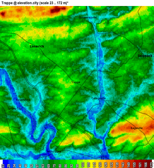 Zoom OUT 2x Trappe, United States elevation map