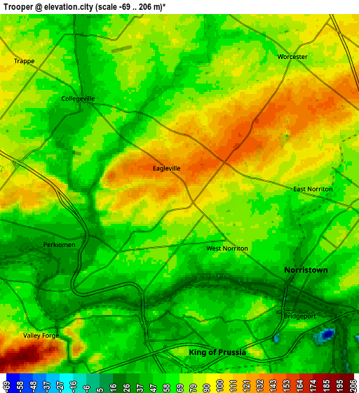 Zoom OUT 2x Trooper, United States elevation map