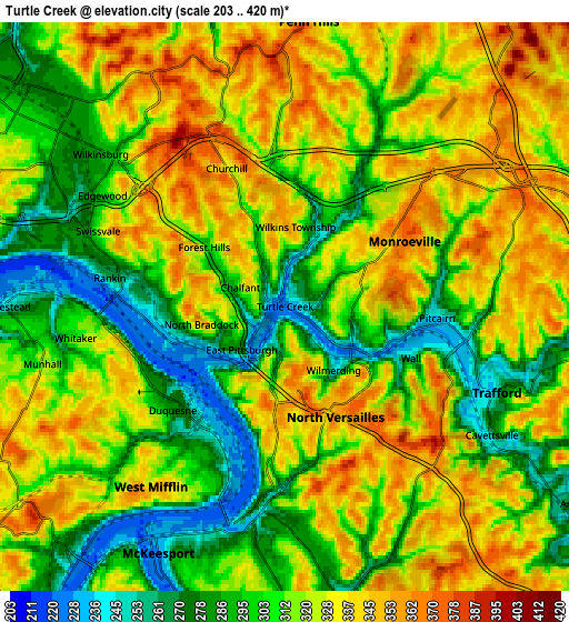 Zoom OUT 2x Turtle Creek, United States elevation map