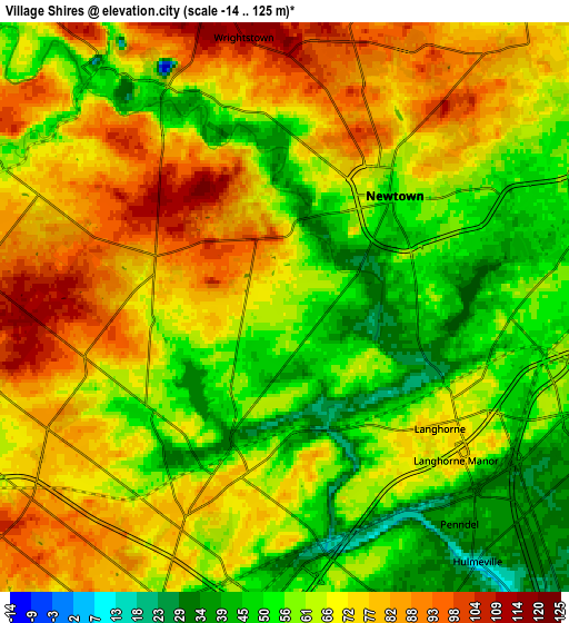 Zoom OUT 2x Village Shires, United States elevation map