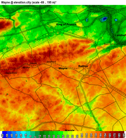 Zoom OUT 2x Wayne, United States elevation map