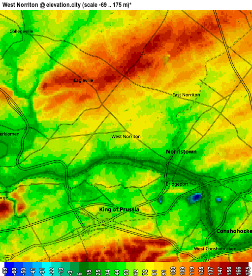 Zoom OUT 2x West Norriton, United States elevation map