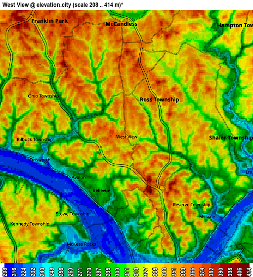 Zoom OUT 2x West View, United States elevation map