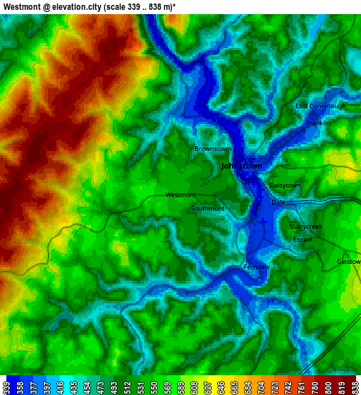 Zoom OUT 2x Westmont, United States elevation map