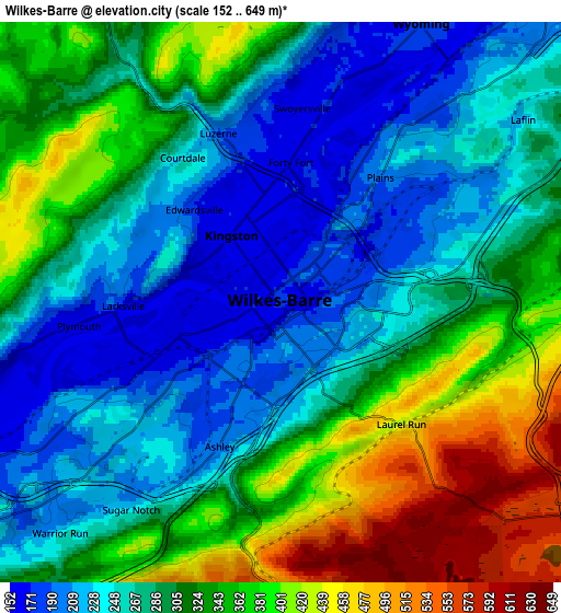 Zoom OUT 2x Wilkes-Barre, United States elevation map