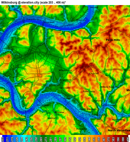 Zoom OUT 2x Wilkinsburg, United States elevation map