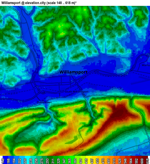 Zoom OUT 2x Williamsport, United States elevation map