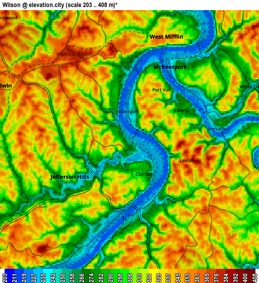 Zoom OUT 2x Wilson, United States elevation map