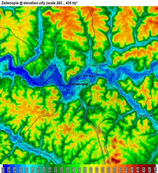 Zoom OUT 2x Zelienople, United States elevation map